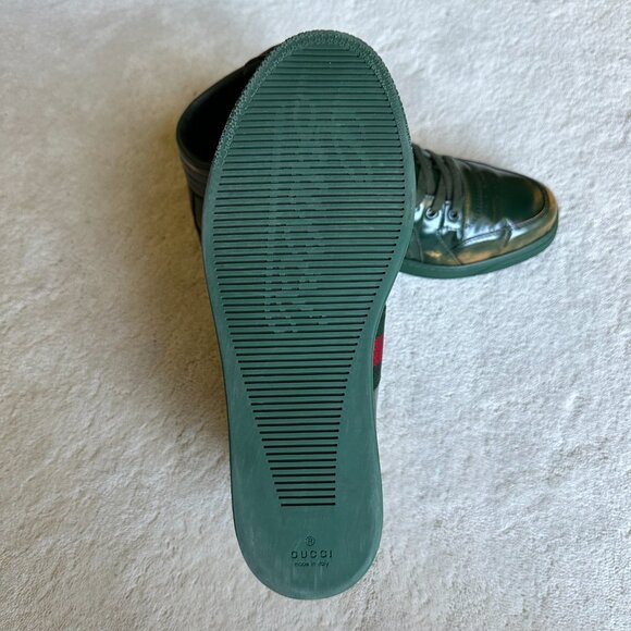 Limited Edition GUCCI Signature WEB Burnish Leather SNEAKERS Size 7.5 G | 8.5 US - Picture 6 of 16